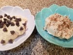 fruit dip in 2 bowls on countertop